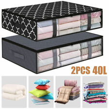 2x Underbed Storage Bags Clothes Zipped Organizer Under Bed Wardrobe Closet Box