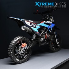 2025 XTM CRX 50cc Mini Moto Dirt Bike Petrol 2-Stroke Motorbike Scrambler Blue