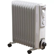 2500W Oil Filled Radiator Electric Portable Heater 3 Heat Thermostat 11 Fin whit
