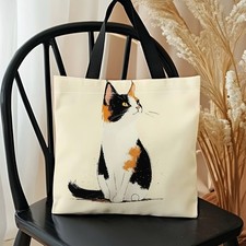 Reusable Calico Cat Tote Bag