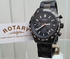 ROTARY Mens Watch BLACK OCEAN Chronograph Tachymeter RRP £190 Genuine Boxed (r41