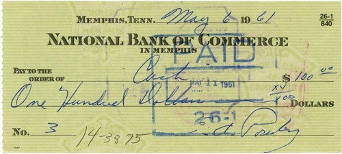 Elvis presley signed cheque - signed,