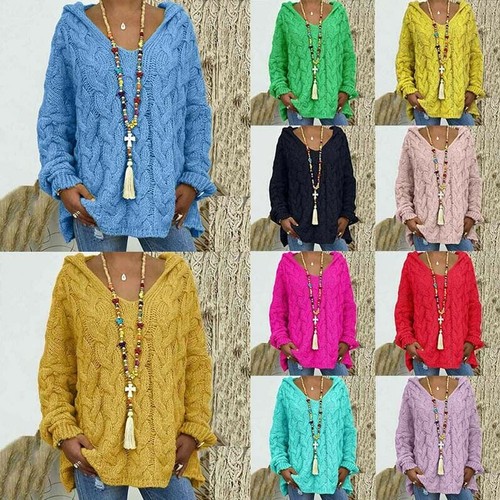 Womens knitted hooded jumper - womens,