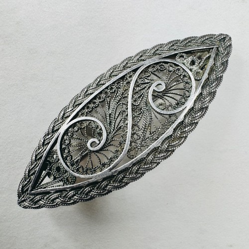 Antique silver filigree brooch - filigree,