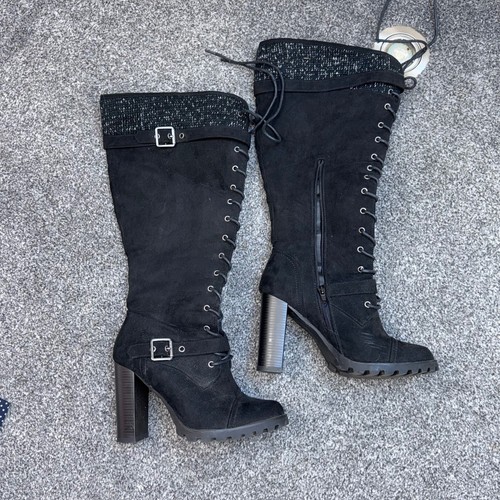 Justfab black lace knee - justfab, up