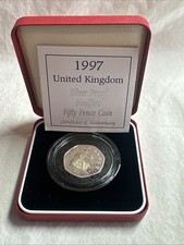 1997 PIEDFORT FIFTY PENCE SILVER COIN BRITANNIA PROOF 50P ROYAL MINT BOX COA