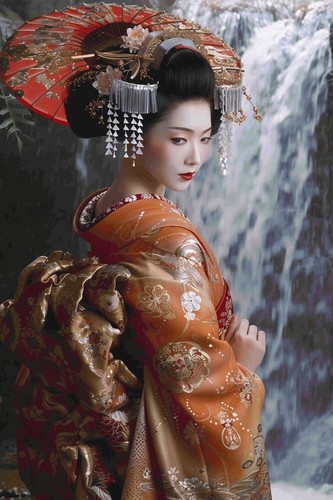 Japanese geisha girl canvas - japanese,