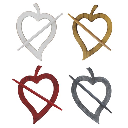 Wooden heart curtain - heart, tieback