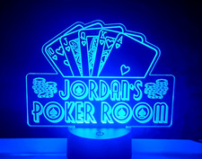 POKER ROOM Personalised name Casino sign LED Neon light usb Cards Chips Plaque