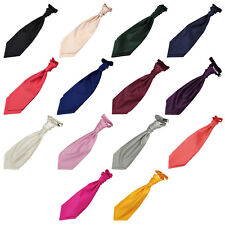 Mens Pre-Tied Ruche Cravat Woven Plain Solid Check Formal Casual by DQT