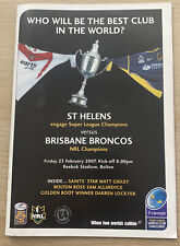 RUGBY LEAGUE WORLD CLUB CHALLENGE PROGRAMME ST HELENS v BRISBANE BRONCOS 2007