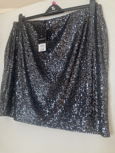 Ladies black sequin skirt - sequin,