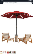 Garden Parasol With Lights Red