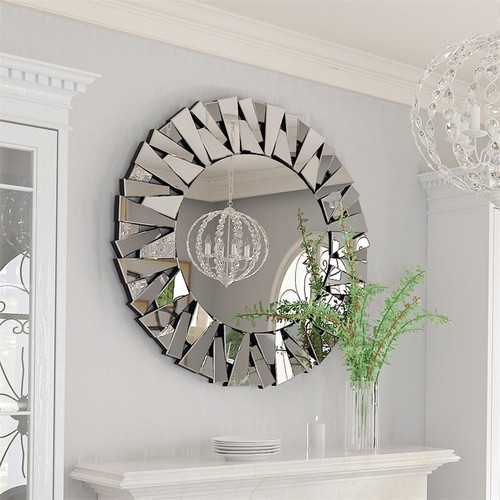 Bevelled wall mirror round - wall,