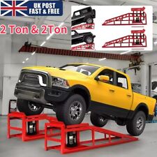 2x Heavy Duty Metal Car Ramp Lift Height Adjustable 2Ton Hydraulic Jack Garage