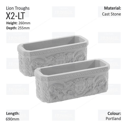 Lion trough pair cast - trough, x2