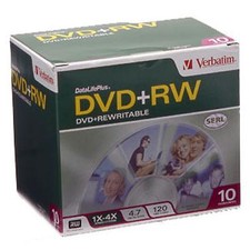 Verbatim 94839 4.7 GB 1x- 4x ReWritable Disc DVD+RW  10-Disc Slim Jewel Case