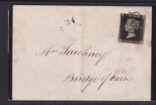 QV Sg2 1d Penny Black plate 1a on mourning cover - 07/02/1842