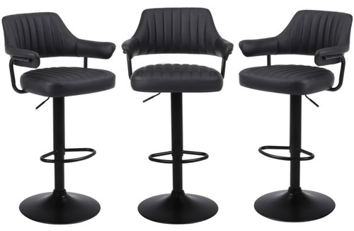 Plush black bar stools - 3,