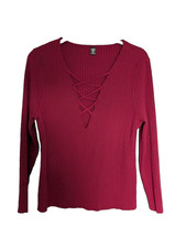 Womens Burgundy Skinny Rib