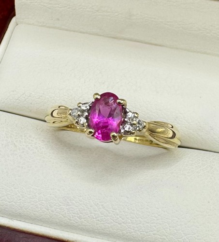 9ct gold 35ct oval pink - 9ct,