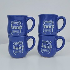 4 x Vintage Batchelors Cup A Soup Mugs Blue 1980s Retro Advertising
