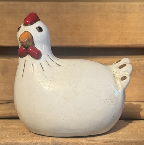 White pottery hen bird - pottery,