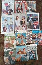 Job Lot 13 Vintage Knitting Patterns Hats, Scarves, Gloves, Sox All The Family