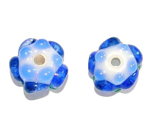 2pcs 10mm handmade blue flower - 2pcs,