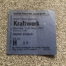 Kraftwerk ticket Birmingham Odeon 11/05/81 #H18