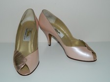 Vintage Renata Italian Designer Pink Pearlescent Leather Ladies Court Shoes UK 6