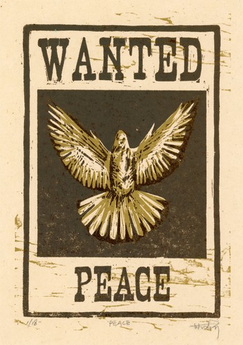 Peace original woodcut - original,