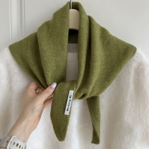 Wool knitted triangular scarf - wool,