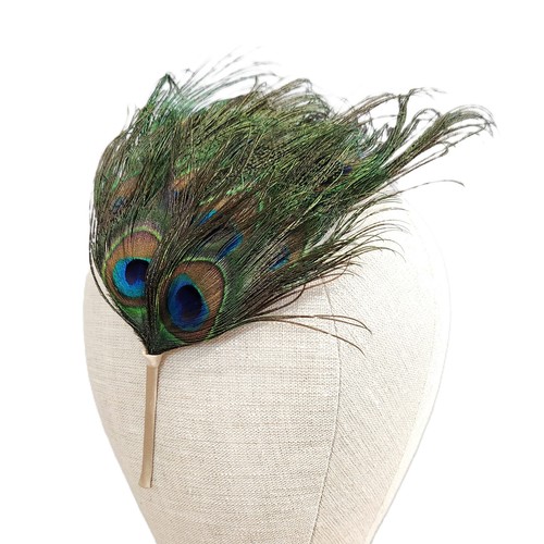 Peacock feather fascinator - peacock,