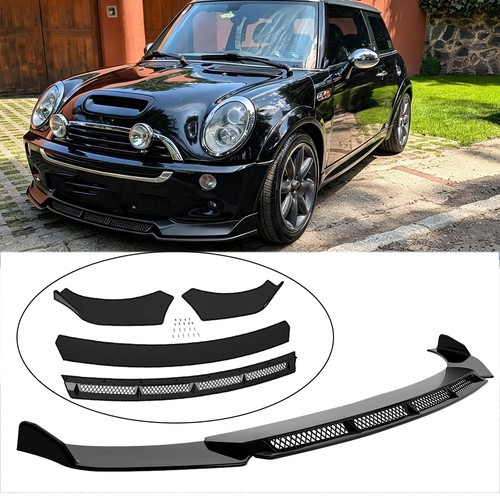 Gloss black front bumper lip - black,