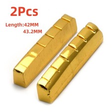 2X 6 String 43mm 42mm Slotted Brass Nut for LP Electric Guitar Replacement Gold