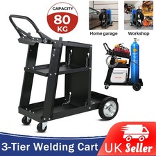 Welding Cart 3 Tier Trolley with Chains Plasma Cutter Mig Arc Tig Welder 80kg 
