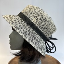 BHS Leopard Animal Print Hat Cream Beige Black Straw Wedding Mother Groom Bride