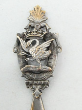 Heraldic Swan Letter Opener Silver Plated Desk Accessory with Fleur De Lis Motif