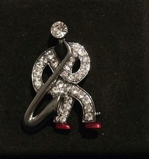 Butler and Wilson Crystal Saxophone Brooch Silver Colour