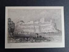 Antique 1833 print - Tynemouth Castle & Bathing Place - Northumberland