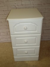 WHITE BEDSIDE TABLE CHEST OF DRAWERS AVIGNON 3 DRAWER STYLE 17in WIDE GS