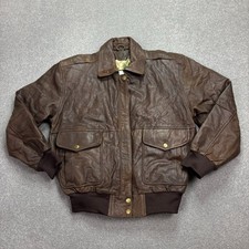 Leather Flying Jacket Adult Small Brown Bomber Aviator Military USA Flight Men*
