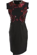 ERDEM BLACK COTTON MIDI DRESS