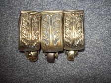 3 LARGE Acanthus Leaf FURNITURE LEG BRASS CASTORS For Tripod Antiqued 3.0 cms SQ