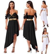 Women Ancient Greek Costume Roman Queen Toga Halloween Cosplay Gown Maxi Dress