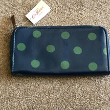 Cath Kidston  Zip Wallet BUTTON SPOT  BNWT  Blue / Green Spot