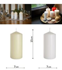 Church Large Pillar Candles Set of 6 White Ivory 66 hours Burning Time 7cm/15cm