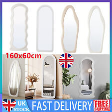 Irregular Wavy Mirror Full Length 160x60cm Long Wall Leaning Velvet Wood Frame