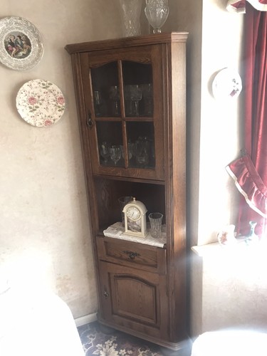 Used oak corner display unit - oak,